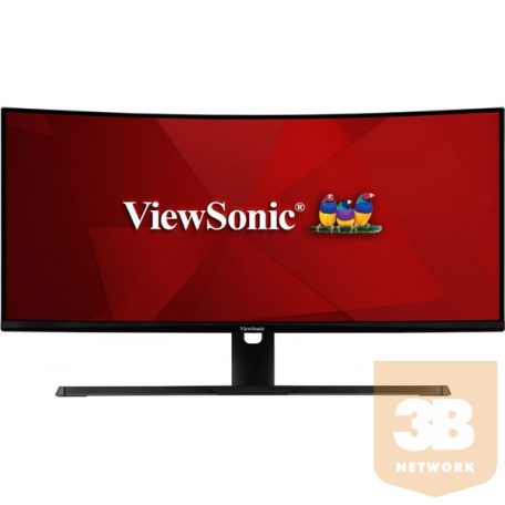 ViewSonic Monitor 34" - VX3418-2KPC (VA, 21:9, 3440x1440, 1ms, 300cd/m2, 144Hz, HDMI, DP, VESA, SPK, fekete, ívelt)