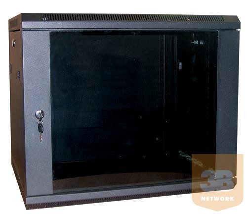 Excel WBFP12.390SGB 12U 600X390mm mély 19"-os fali rack szekrény, fekete színben