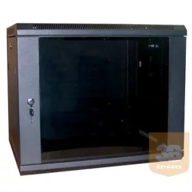   Excel WBFP6.5SGB 6U 600X500mm mély 19"-os fali rack szekrény, fekete színben