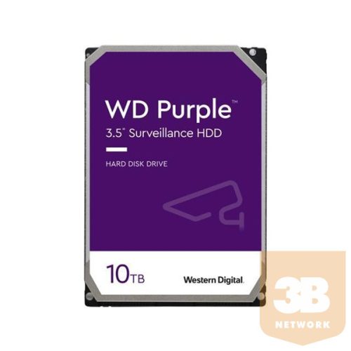 Western Digital Belső HDD 3.5" 10TB - WD102PURZ (7200rpm,256 MB puffer,SATA3 - Purple(biztonságtechnikai rögzítőkbe is))