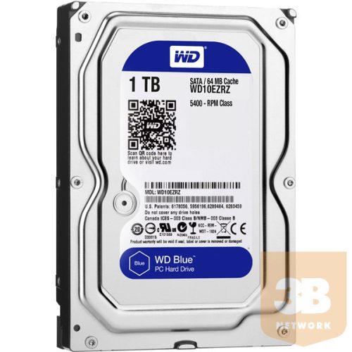 Western Digital Belső HDD 3.5" 1TB - WD10EZRZ (5400rpm, 64 MB puffer, SATA3 - Blue széria)