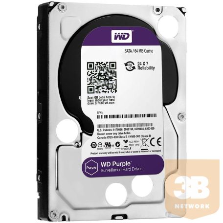 Internal WD HDD Purple 3.5'' 3TB SATA3 64MB