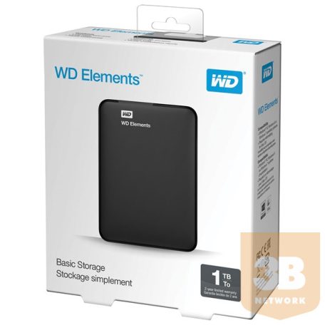 Western Digital Külső HDD 2.5" 1TB - WDBUZG0010BBK-WESN (Elements Portable, USB3.0, Fekete)
