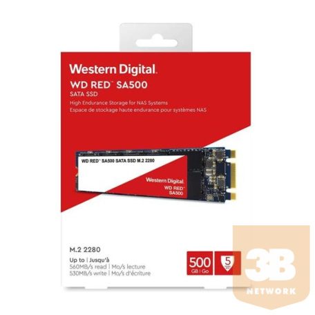 WDC WDS500G1R0B Wd Red SA500 NAS SSD 500GB M.2 SATA3 R/W:560/530 MB/s 3D NAND
