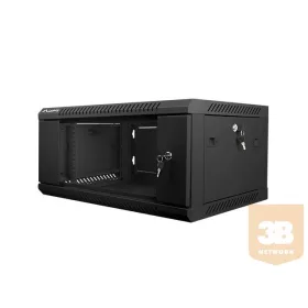   Lanberg 19'' fali rack szekrény 4U 600x450mm fekete (üvegajtó)