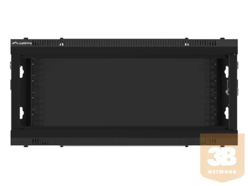 Lanberg 19'' fali rack szekrény 4U 600x450mm fekete (üvegajtó)