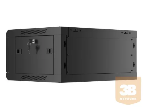 Lanberg 19'' fali rack szekrény 4U 600x450mm fekete (üvegajtó)