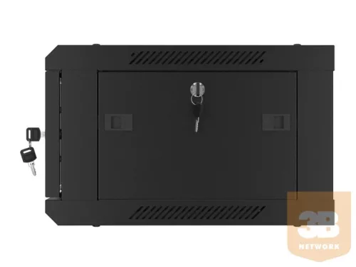 Lanberg 19'' fali rack szekrény 4U 600x450mm fekete (üvegajtó)