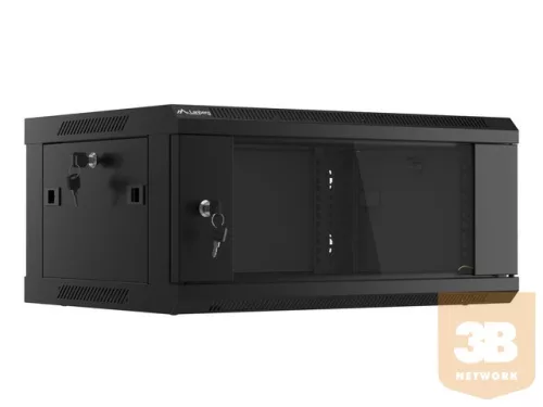 Lanberg 19'' fali rack szekrény 4U 600x450mm fekete (üvegajtó)