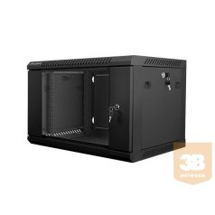   Lanberg 19'' fali rack szekrény 6U 600x450mm fekete (üvegajtó)