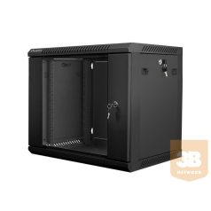   Lanberg 19'' fali rack szekrény 9U 600x450mm fekete (üvegajtó)