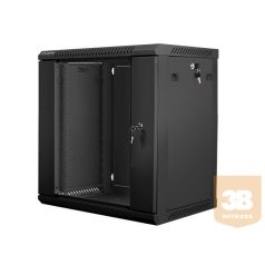   Lanberg 19'' fali rack szekrény 12U 600x450mm fekete (üvegajtó)
