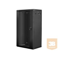   Lanberg 19'' fali rack szekrény 22U 600x450mm fekete (üvegajtó)
