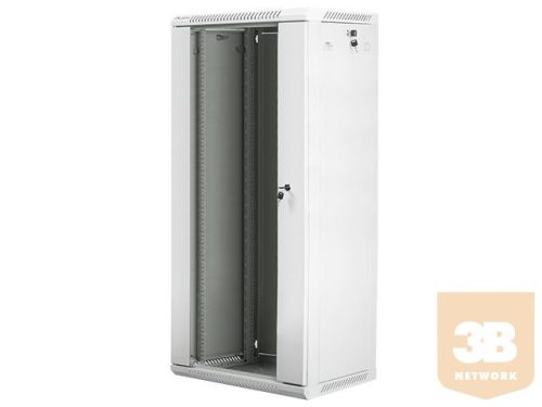 Lanberg 19'' fali rack szekrény 27U 600x450mm szürke (üvegajtó)