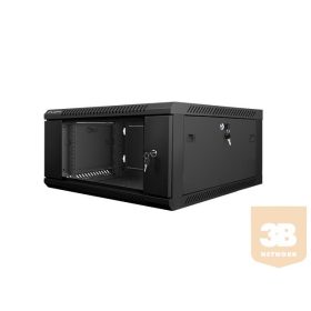   Lanberg 19'' fali rack szekrény 4U 600x600mm fekete (üvegajtó)