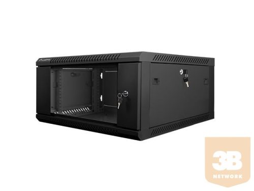 Lanberg 19'' fali rack szekrény 4U 600x600mm fekete (üvegajtó)