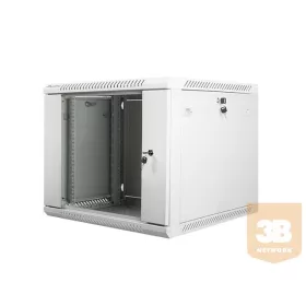   Lanberg 19'' fali rack szekrény 9U 600x600mm szürke (üvegajtó)