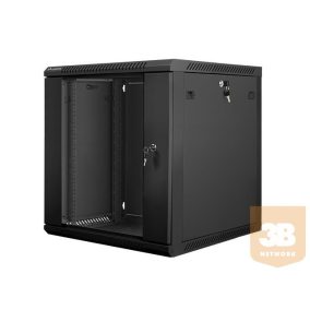   Lanberg 19'' fali rack szekrény 12U 600x600mm fekete (üvegajtó)