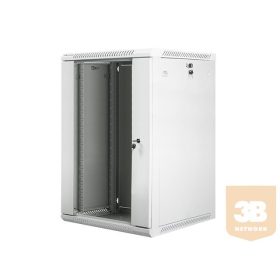   Lanberg 19'' fali rack szekrény 18U 600x600mm szürke (üvegajtó)