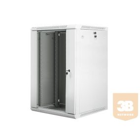   Lanberg 19'' fali rack szekrény 18U 600x600mm szürke (üvegajtó)