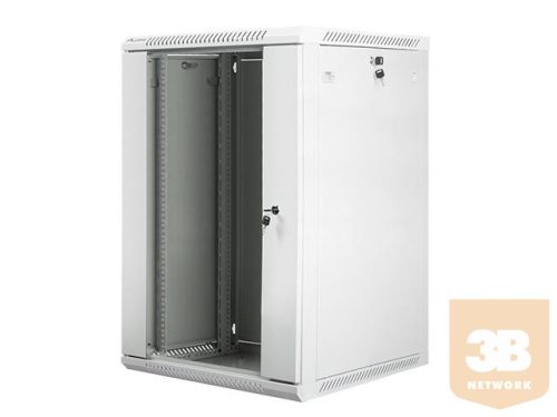 Lanberg 19'' fali rack szekrény 18U 600x600mm szürke (üvegajtó)