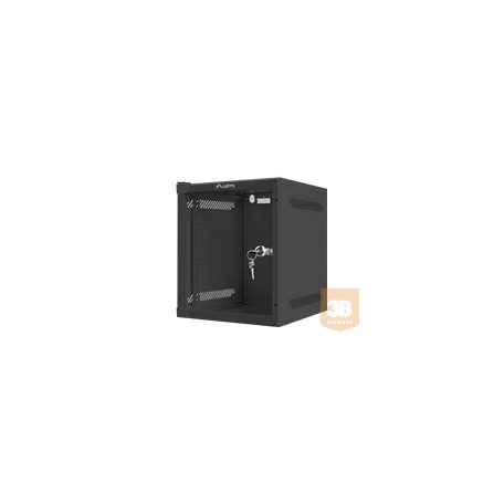 LANBERG fali rack szekrény 10" 6U 280x310 black with metal door flat pack