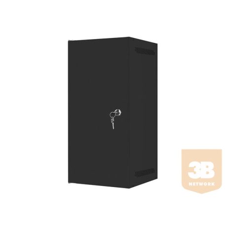 LANBERG fali rack szekrény 10" 12U 280x310 black with metal door flat pack
