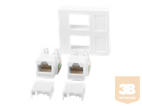 LANBERG 2xRJ45 45x45 socket + keystone 2xcat. 6 UTP white