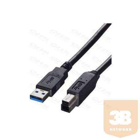 WIRETEK kábel USB 3.0 Összekötő A-B, 3m, Male/Male