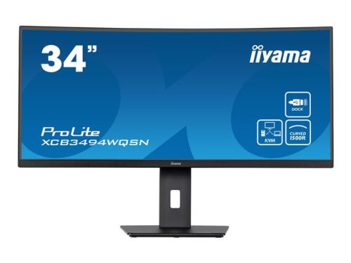 IIYAMA XCB3494WQSN-B5 34inch ETE UW IPS-panel 3440x1440 FreeSync 120Hz 300cd/m2 0.4ms MPRT HDMI DP KVM USB-C Dock USB3.0x3 Speakers