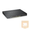 ZYXEL Switch 24x Gigabit POE + 4x 10G SFP+ hybird mode, standalone or NebulaFlex Cloudt Menedzselhető (375W POE)