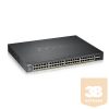 ZYXEL Switch 48x Gigabit POE + 4x 10G SFP+ hybird mode, standalone or NebulaFlex Cloudt Menedzselhető (375W POE)