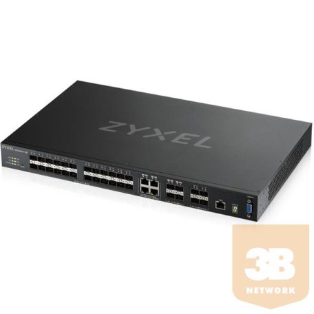 ZYXEL Switch 24xGigabit SFP + 4xGibabit kombó + 4xGigabit SFP+, Fémházas Menedzselhető Rackes, XGS4600-32F-ZZ0102F