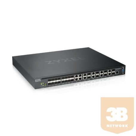 ZYXEL Switch XS3800-28, 28-port 10GbE L2+ Switch, MultiGig, 12x 10G Copper, 8x 10G dual pers., 8x 10G SFP+. Dual PSU