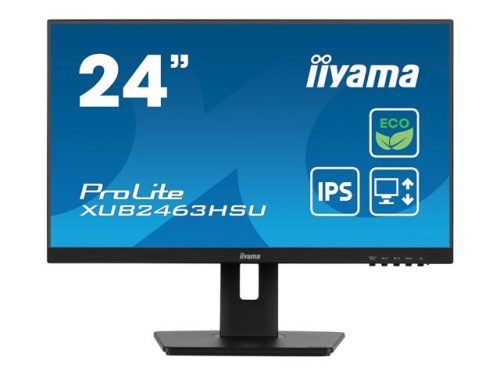 IIYAMA XUB2463HSU-B1 23.8inch ETE IPS EyeComfort/EyeSafe 2.0 FHD 100Hz 250cd/m2 3ms Speakers HDMI DP 2xUSB 3.2 15cm Heigt Adj.