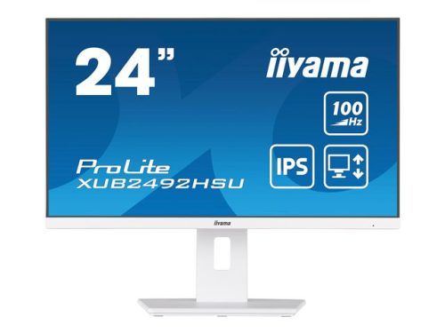 IIYAMA XUB2492HSU-W6 24inch WHITE ETE IPS-panel 1920x1080 100Hz 15cm Height Adj. Stand Pivot 250cd/m Speakers HDMI