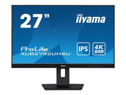 IIYAMA XUB2792UHSU-B5 27inch ETE IPS 3840x2160 UHD 300cd/m2 4ms HDMI DVI DP USB-HUB 2x3.0 Speakers 15cm height adj. stand