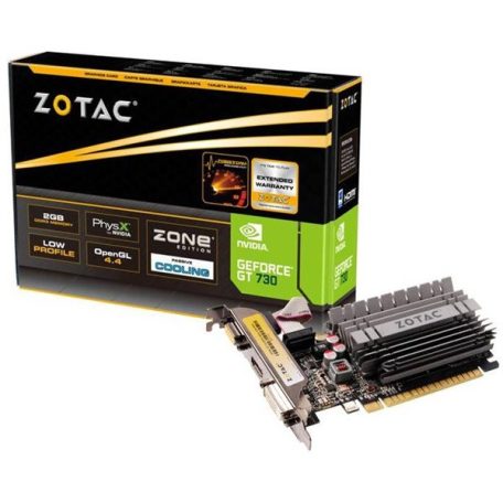 ZOTAC Videókártya PCI-Ex16x nVIDIA GT 730 2GB DDR3 Zone Edition